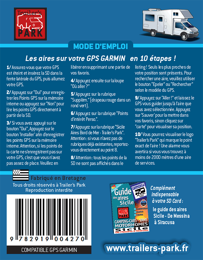 Mode d'emploi - SD-Card des Aires et Parkings sur le Bord de Mer en Sicile