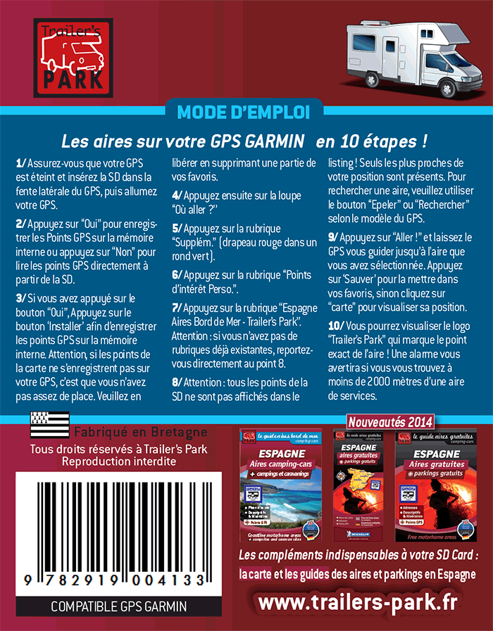 Mode d'emploi - SD-Card des Aires et Parkings sur le Bord de Mer en Espagne